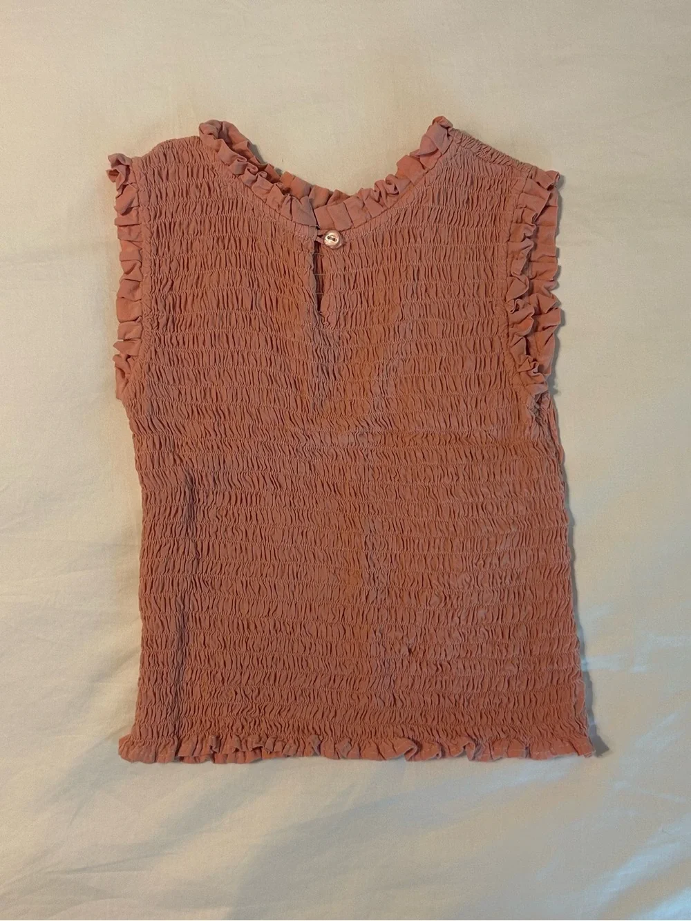 Joyous & Free Matching Set Smocked Peach Tank with Blue Floral Pants Set